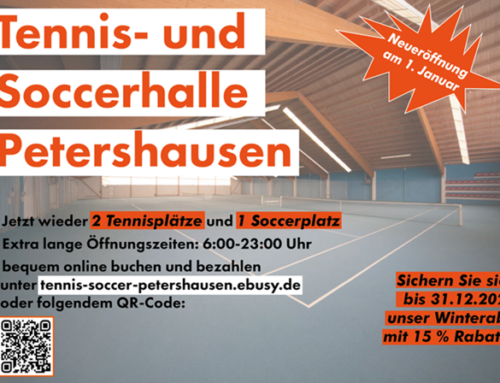 Tennishalle Petershausen ab 1.1.22 mit 2 Plätzen